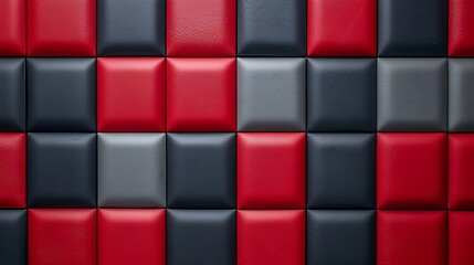 Abstract Red, Grey, and Black Square Pattern Wall Texture