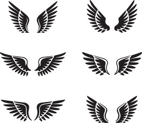 Bird wings silhouette icon bundle isolated illustration
