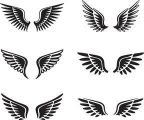 Bird wings silhouette icon bundle isolated illustration