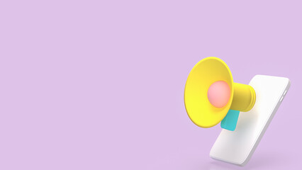 The Megaphone for Music or Media concept 3d Rendering.