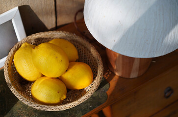 Closeup of lemon on the table