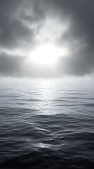 A tranquil seascape with serene waters and an ethereal sky, evoking peace