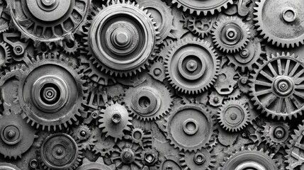 Close-up view of interconnected metal gears showcasing teamwork and precision in machinery design