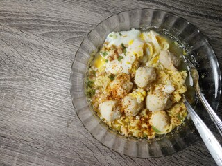Bakso in a Bowl, Bakso is Meatball with Noodle, Traditional Food From Indonesia.