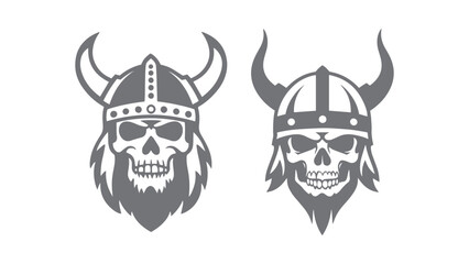 Collection of Viking Skull Illustrations with Helmets and Horns