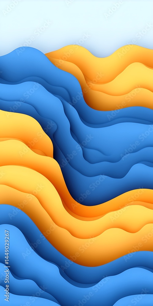 Aufkleber contemporary abstract layered design with fluid forms in gradient colors