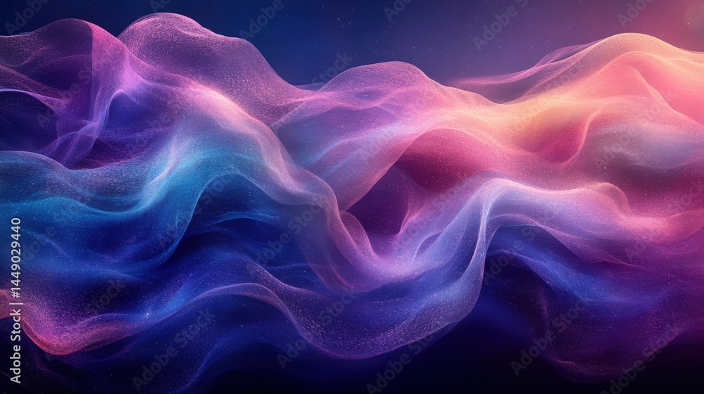 Aufkleber abstract ethereal waves of colorful light with shimmering effect background