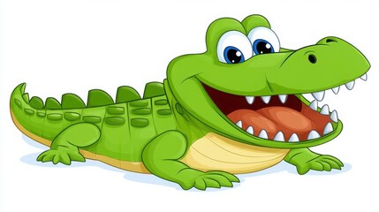 Obraz premium Happy Cartoon Alligator with Big Eyes and Bright Smile