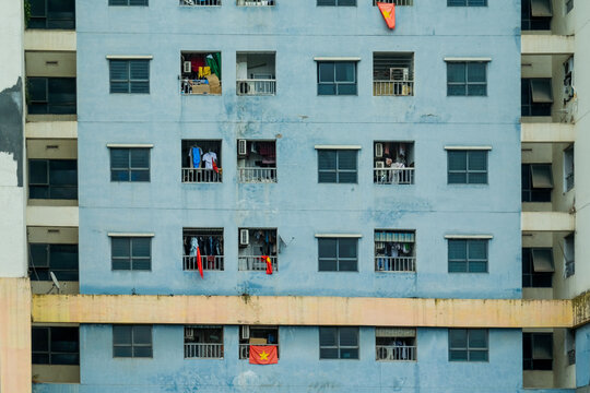 Blue Apartment Facade