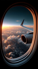 Airplane Window View During Sunset