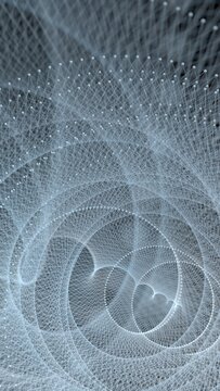 Abstract white threads with spheres in space.