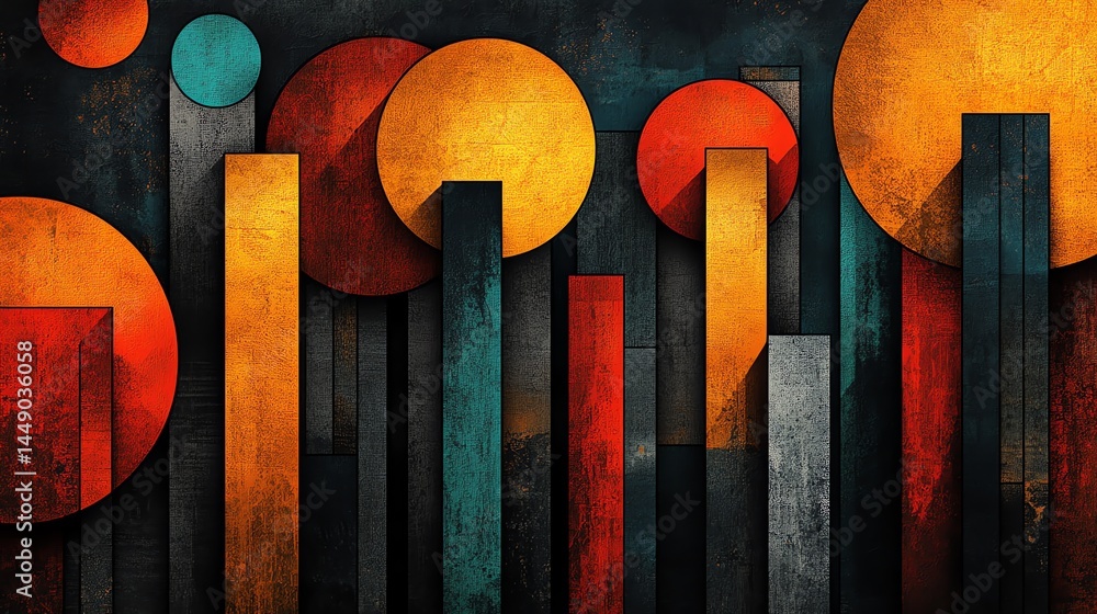 Poster abstract geometric art circles columns