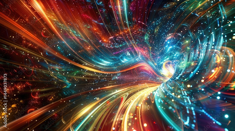 Poster abstract of digital shape or line and technological cyber style particle design connect in surreal e