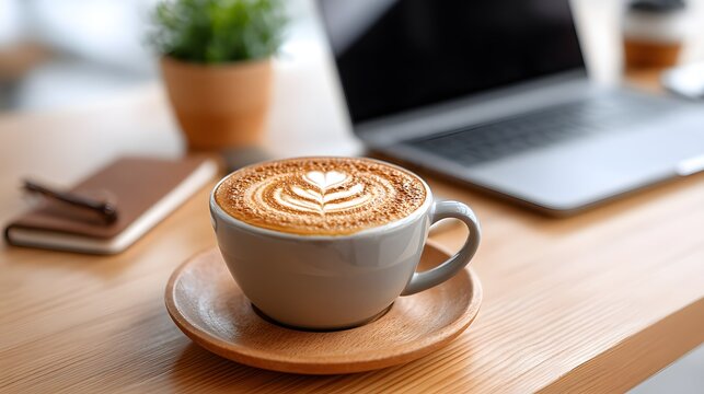 Cozy creative space sipping guava latte with inspirational vibes