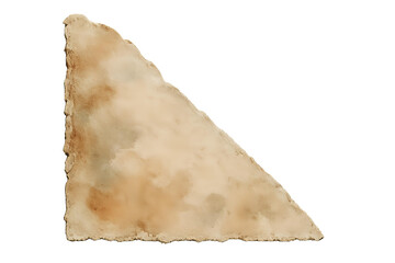 Torn paper corner with light watercolor stains, transparent background, isolated
