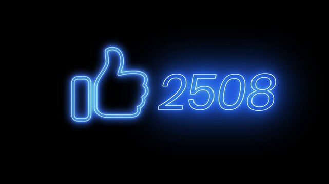 Neon facebook likes counting, glowing icon concept soft light blue, viral post, engaging social media post