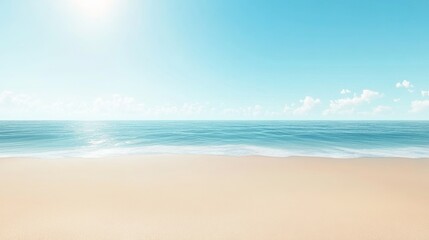 Obraz premium Serene beach view with soft sand and calm waters under a bright sky
