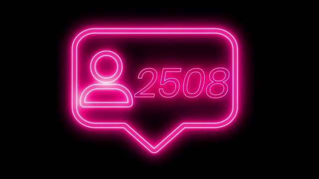Neon Instagram followers counting, neon icon, instagram viral post, marketing, pink neon soft light