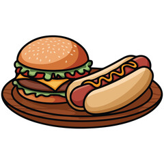 burger frankfurter junk food snack isolated vector illustration on white background