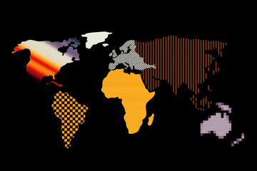 Abstract World Map with Geometric Patterns