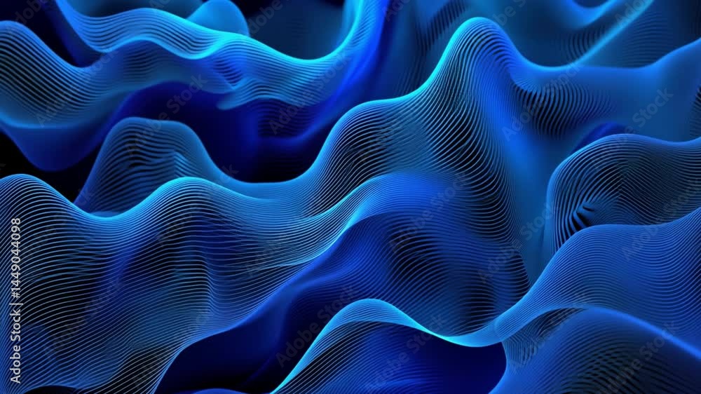 Poster abstract blue waves mesmerizing visuals of smooth curves and flowing lines evoking tranquility and d
