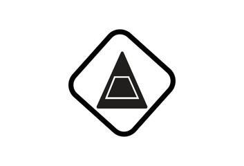 Black Geometric Icon with Triangle Shape and Square Border on Transparent Background