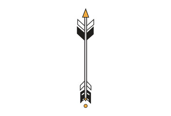 Flat Design Arrow With Fletching & Nock with Sharp Point on Transparent Background