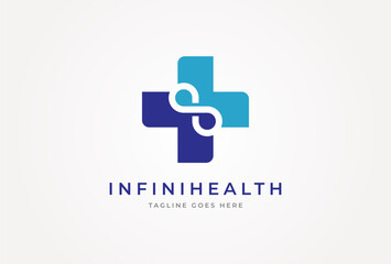 Medical Cross Logo, cross icon with infinity combination, Can be used for brand and company logos, vector illustration