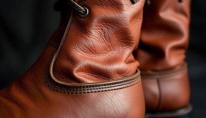 close up of a pair of brown boots