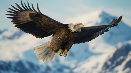 Obraz premium Eagle in flight above clouds