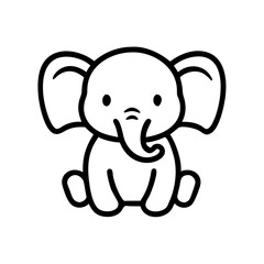 Obraz premium Cute elephant illustration sitting against a transparent background 