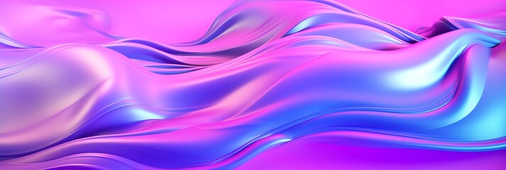 Obraz premium Abstract organic liquid wallpaper with a holographic violet-to-sky blue gradient. Ultra-minimalist iridescent waves in ultra-realistic 8K. Perfect for modern designs