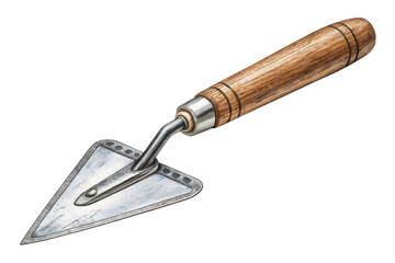 Fototapeta premium Manual gardening trowel with wooden handle and stainless steel blade
