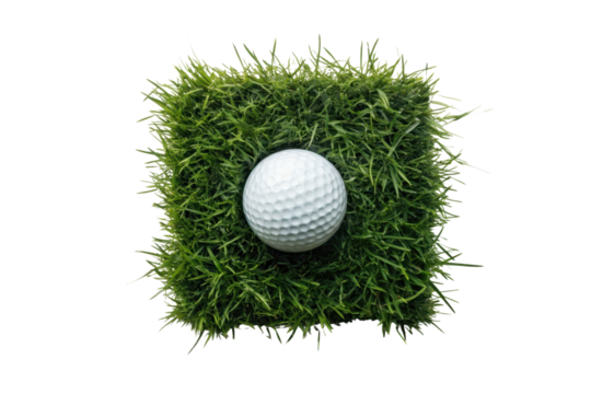 Golf Ball on Green Grass Square with Natural Texture and Shadows