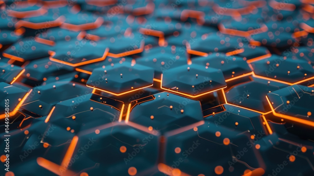 Poster abstract orange color line connect in technology form create surreal scene. energetic of geometric p