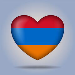 Armenia flag heart button Isolated on color gradient background. Exclusive Icon flag