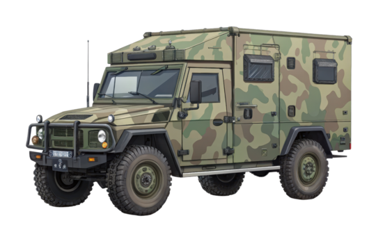 Military Vehicle in Camouflage Design for Tactical Operations