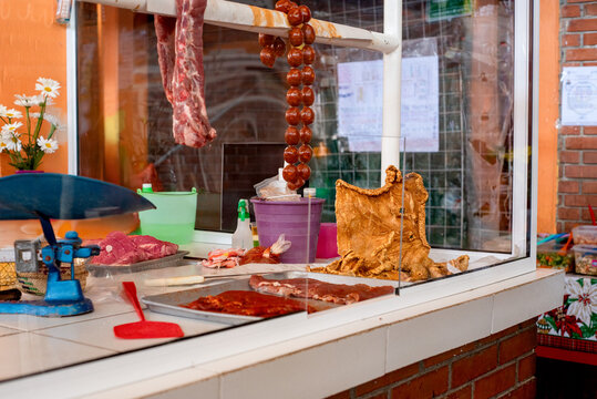 Butcher mexican market stall