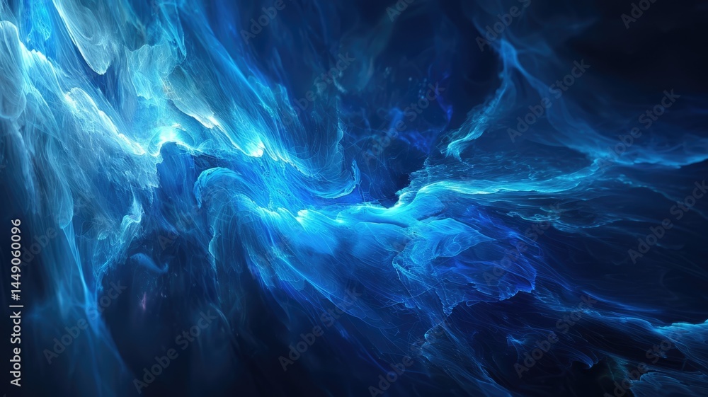 Aufkleber abstract image beautiful blue light sparkling particles scattered across space background while swir