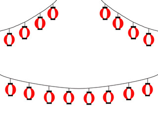 ガーランド：赤い提灯のイラスト © Ayahana
