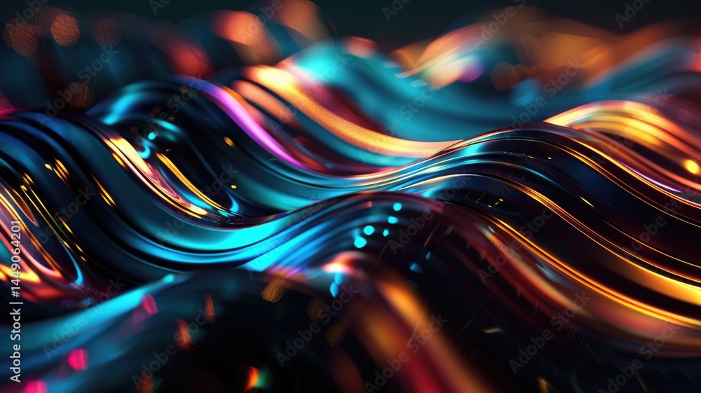 Poster abstract vivid colorful wave flowing express energetic texture. seamless pattern of vividness curve 