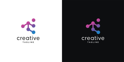 Innovate Technology  with dot molecular concept, creative icon, symbol, vector logo design 