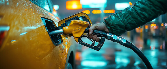 Night Gas Station Fueling