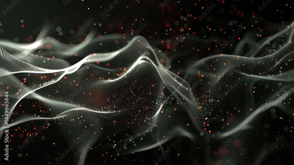 Poster wonderful picture of colorful light sparkling particles scattered across space background, create ab