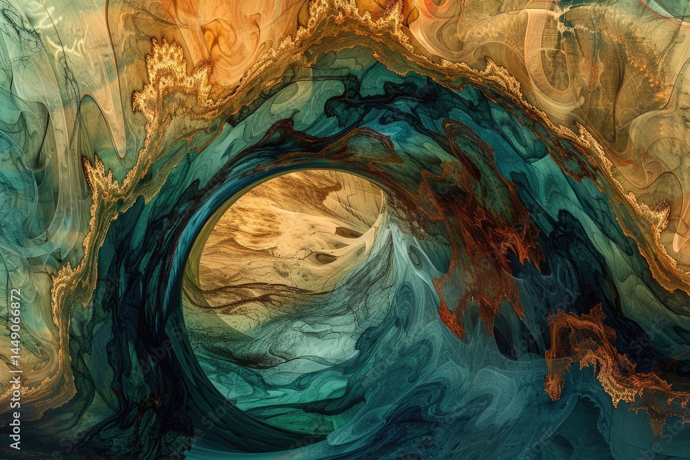 Poster the abstract picture of the colour that is mixing to each other and forming into the aesthetic bridg