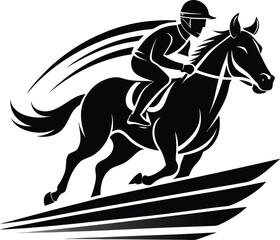  Horse Racing Illustration with Jockey in Action.