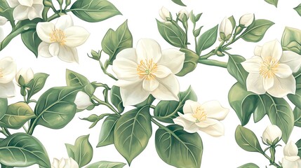 White Jasmine Flowers Blooming