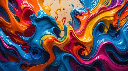 Fototapeta premium Liquid paint swirl in bold colors, vibrant abstract art.