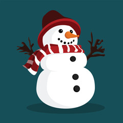 A Snowman On Flat Design For Christmas