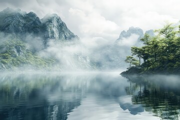 Misty mountain landscape